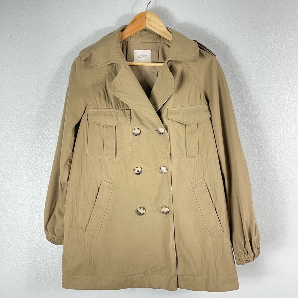 LOFT Ann Taylor Women’s Double breasted Khaki Jacket Coat size XS